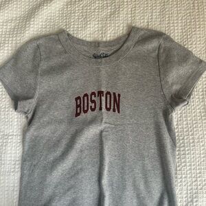 Brandy Melville Gray Tee with Boston Print